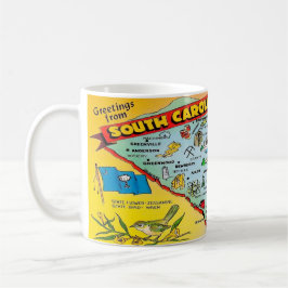 Vintage Colorful South Carolina Map Mug コーヒーマグカップ