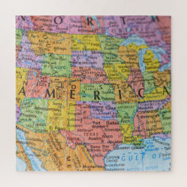 Vintage Colorful USA Map Puzzle Illustration ジグソーパズル