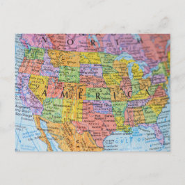 Vintage Colorful USA Map Puzzle Illustration ポストカード