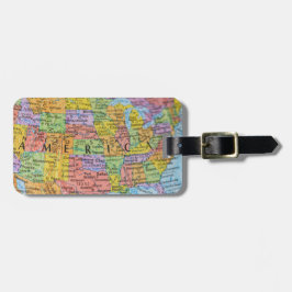Vintage Colorful USA Map Puzzle Illustration ラゲッジタグ