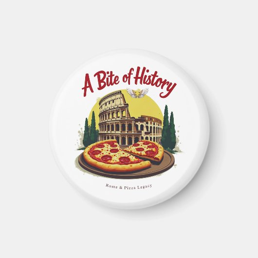 Vintage Colosseum Rome & Neapolitan Pizza Art マグネット (正面)