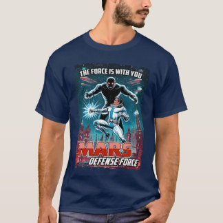 Vintage comic book Mars defense force hero villain Tシャツ