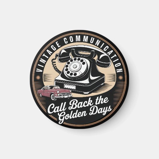 "Vintage Communication" Retro Emblem Design マグネット (正面)