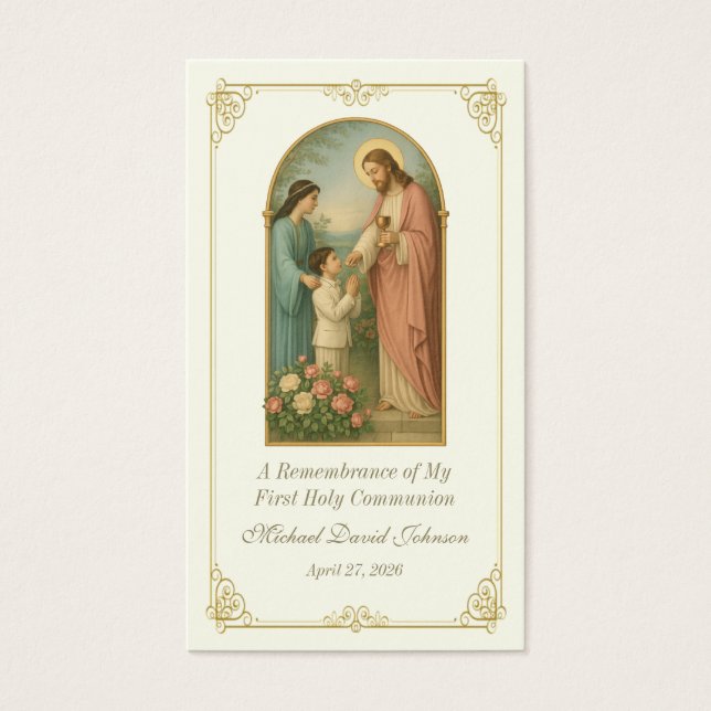 Vintage Communion Catholic Remembrance Holy Card (正面)