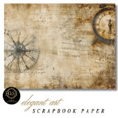 Vintage Compass Antique Clock Scrapbook Paper