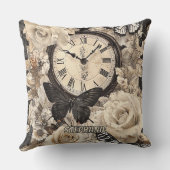 Vintage Compass & Butterfly - Rustic Paper (4) クッション (裏面)