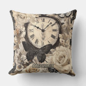 Vintage Compass & Butterfly - Rustic Paper (4) クッション (正面)