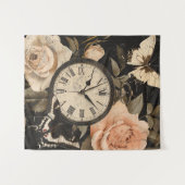 Vintage Compass & Butterfly - Rustic Paper (5) タペストリー (正面(横))