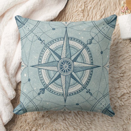 Vintage Compass Nautical Seamless Pattern (2) クッション (ブランケット)