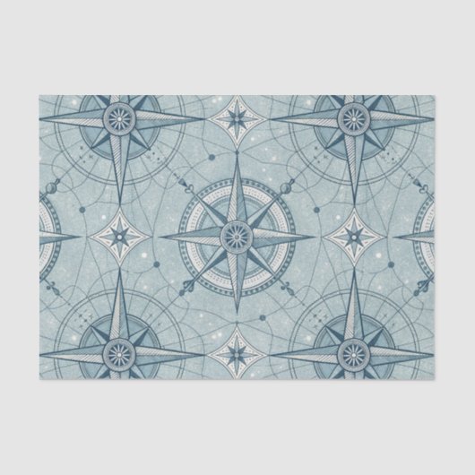 Vintage Compass Nautical Seamless Pattern (2) 薄葉紙 (正面)