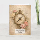 Vintage Compass with Roses カード (正面)