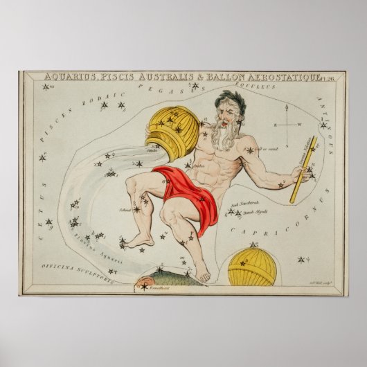 Vintage Constellation Illustration ポスター (正面)