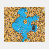 Vintage Cookie Monster and Cookies フリースブランケット (正面(横))