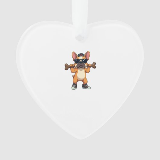 Vintage Cool French Bulldog Carrying Bone Cartoon  オーナメント (正面)