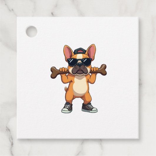 Vintage Cool French Bulldog Carrying Bone Cartoon  フェイバータグ (正面)