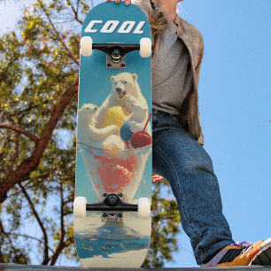 Vintage Cool Polar Bear Ice Cream Sundae スケートボード