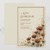 Vintage Copper Astrantia Cream Fall Wedding 招待状 (正面/裏面)