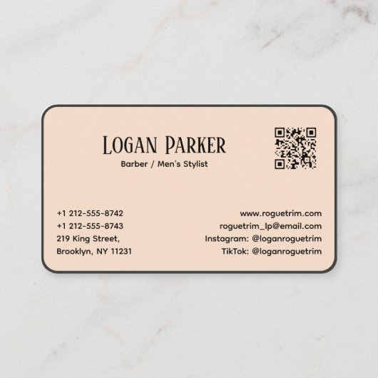 Vintage Copper Barber Pole 名刺 (裏面)