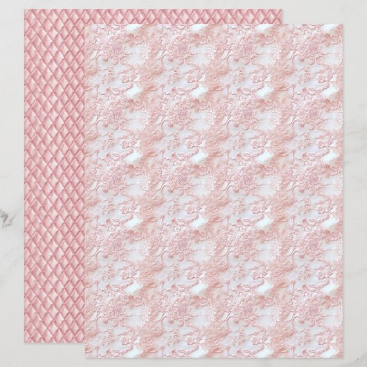 Vintage Coquette Floral Lace Scrapbook Paper (正面/裏面)