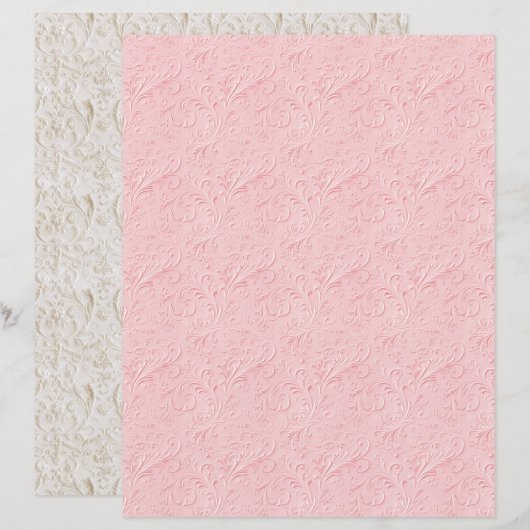 Vintage Coquette Pink Texture Scrapbook Paper (正面/裏面)