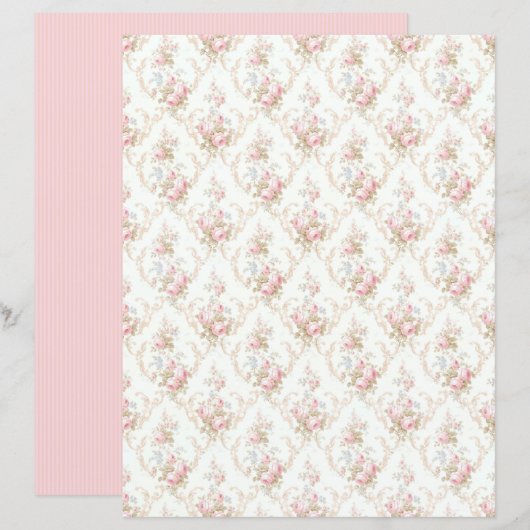 Vintage Coquette Rose Floral Paper Sheet (正面/裏面)