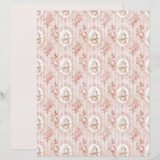Vintage Coquette Rose Floral Paper Sheet (正面/裏面)