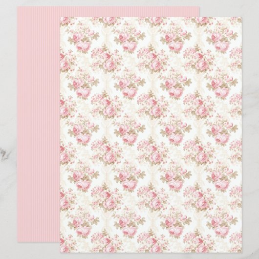 Vintage Coquette Rose Floral Paper Sheet  (正面/裏面)