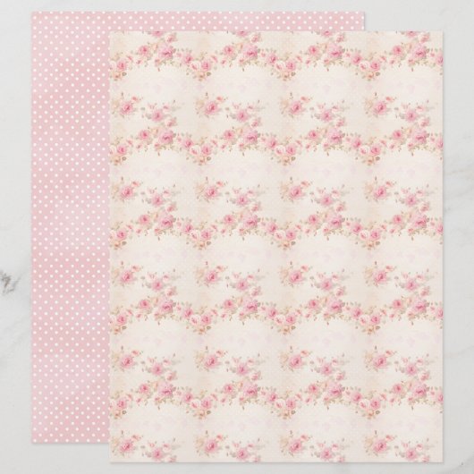 Vintage Coquette Rose Floral Scrapbook Paper (正面/裏面)