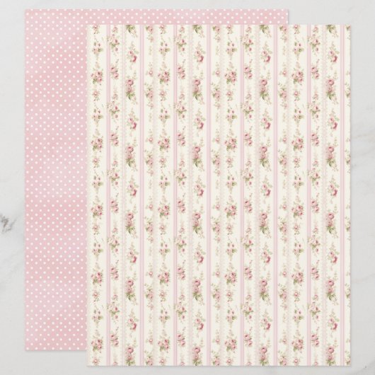 Vintage Coquette Rose Floral Scrapbook Paper (正面/裏面)