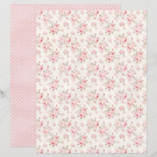 Vintage Coquette Rose Floral Scrapbook Paper (正面/裏面)