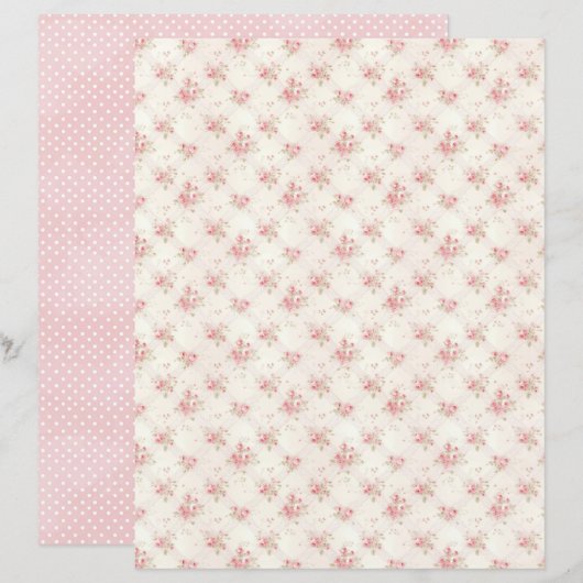 Vintage Coquette Rose Floral Scrapbook Paper (正面/裏面)