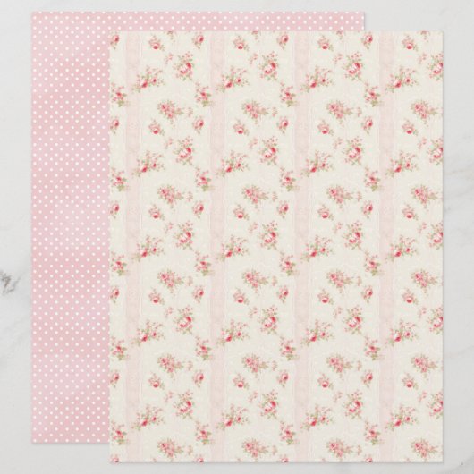 Vintage Coquette Rose Floral Scrapbook Paper (正面/裏面)