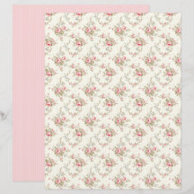 Vintage Coquette Rose Floral Scrapbook Paper Sheet
