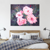 Vintage coral rose bouquet キャンバスプリント (インサイチュ (寝室))