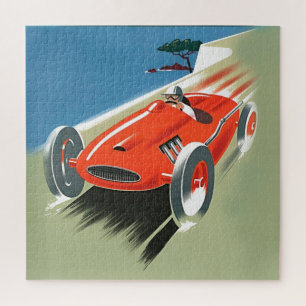 Vintage Cote D'Azur Automobile Racing Illustration ジグソーパズル