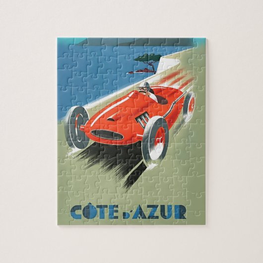 Vintage Cote D'Azur Automobile Racing Illustration ジグソーパズル (縦)