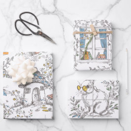Vintage cottage Forest ラッピングペーパーシート