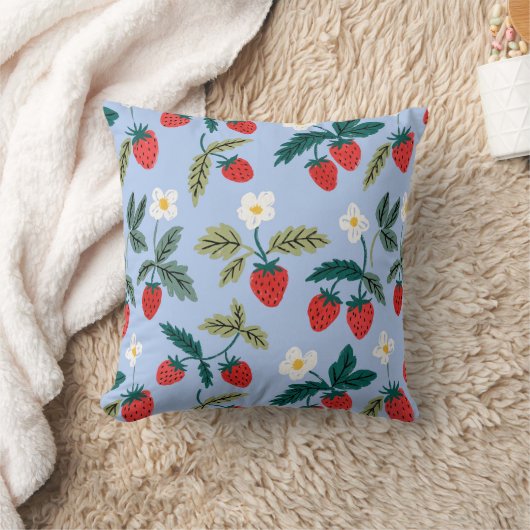 Vintage Cottagecore Strawberry Pattern クッション (ブランケット)
