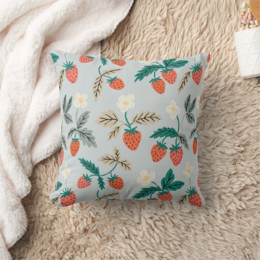 Vintage Cottagecore Strawberry Pattern クッション (ブランケット)