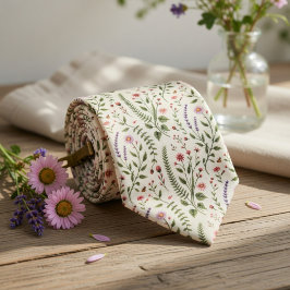 Vintage Cottagecore Wildflowers Botanical Pattern ネクタイ