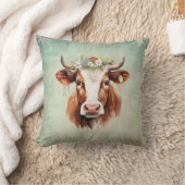 Vintage country Cow Christmas クッション (ブランケット)