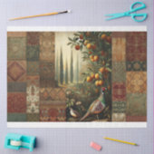 Vintage Countryside Pheasant Fruit Floral 薄葉紙 (クラフト)