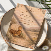 Vintage Covered Wagon Meadow Wedding 出欠カード