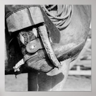 Vintage Cowboy Boot and Spur Photograph ポスター