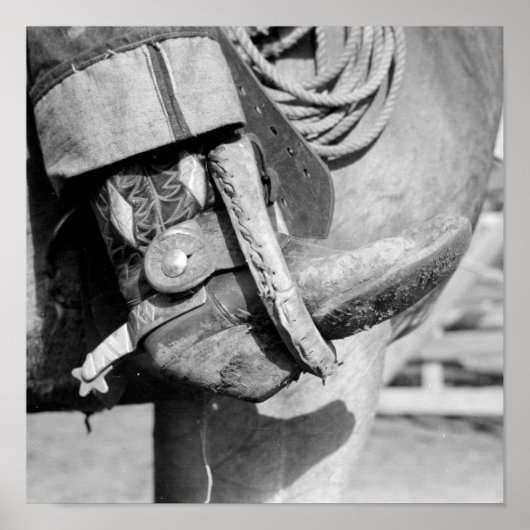 Vintage Cowboy Boot and Spur Photograph  ポスター (正面)