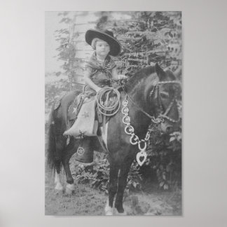 VINTAGE COWGIRL (BLACK AND WHITE) ポスター