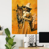 Vintage Cowgirl Print ポスター (ホームオフィス)