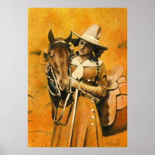Vintage Cowgirl Print ポスター (正面)