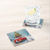 Vintage Cozy Christmas  スクエアペーパーコースター (インサイチュ)