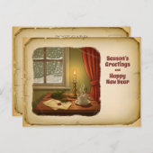 Vintage Cozy Winter Postcard – Season’s Greetings シーズンポストカード (正面/裏面)